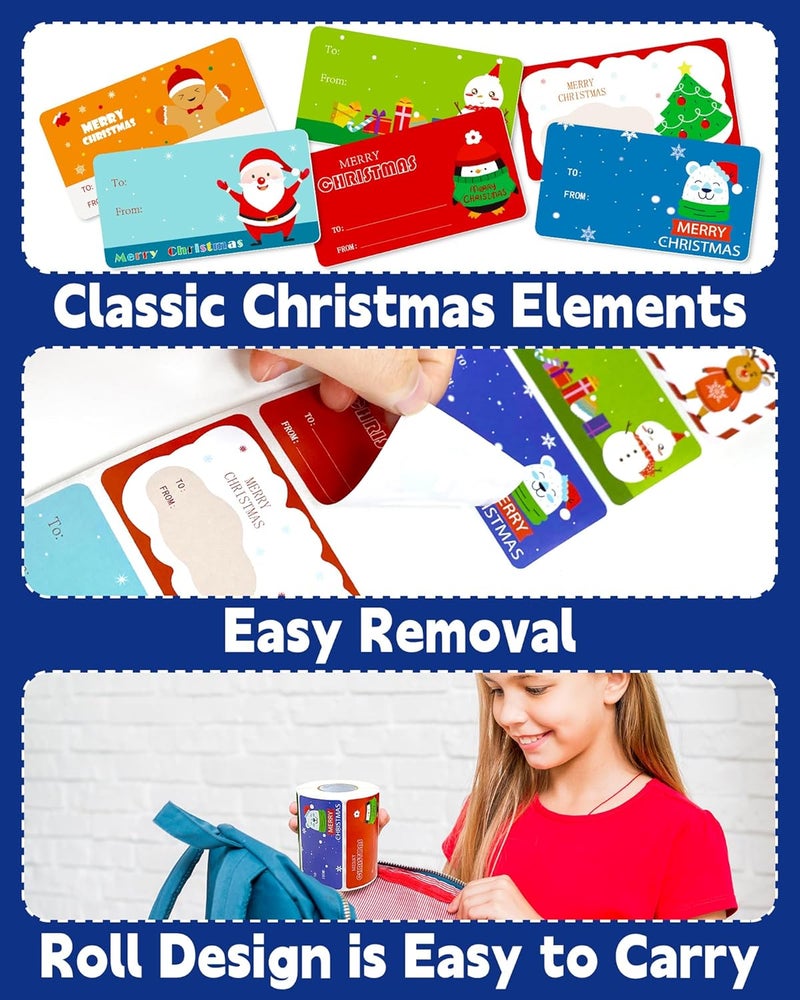 Greingways 500 Christmas Name Tags Stickers - Self Adhesive Labels for Gifts, Bags, Boxes, Wrapping Paper, Christmas Gift Tags Xmas Labels for Gifts Bags Boxes Xmas Holiday Wrapping Paper - Image 5